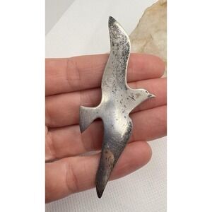 Vintage Modernist Sterling Silver Abstract Bird Brooch Pendant 3.25" 1960s Retro
